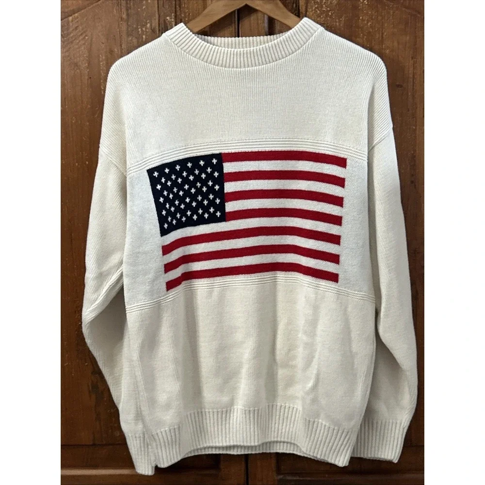 New Stars And Stripes Men's‎ USA Flag Sweater Size Small Olympic
